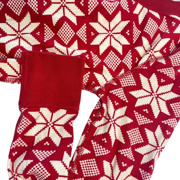 HANNA ANDERSSON Long John Scandi Red Snowflake Pajama Set Unisex Top M /Pant S - Picture 6 of 11